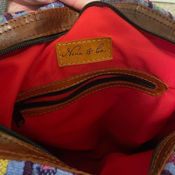 Nena & Co. OOAK The Perfect Bag crossbody tote blue with arrows handmade - Picture 11 of 13